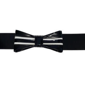 White House Black Market Wide Stretch Black Bow Belt Size Small (4-6)